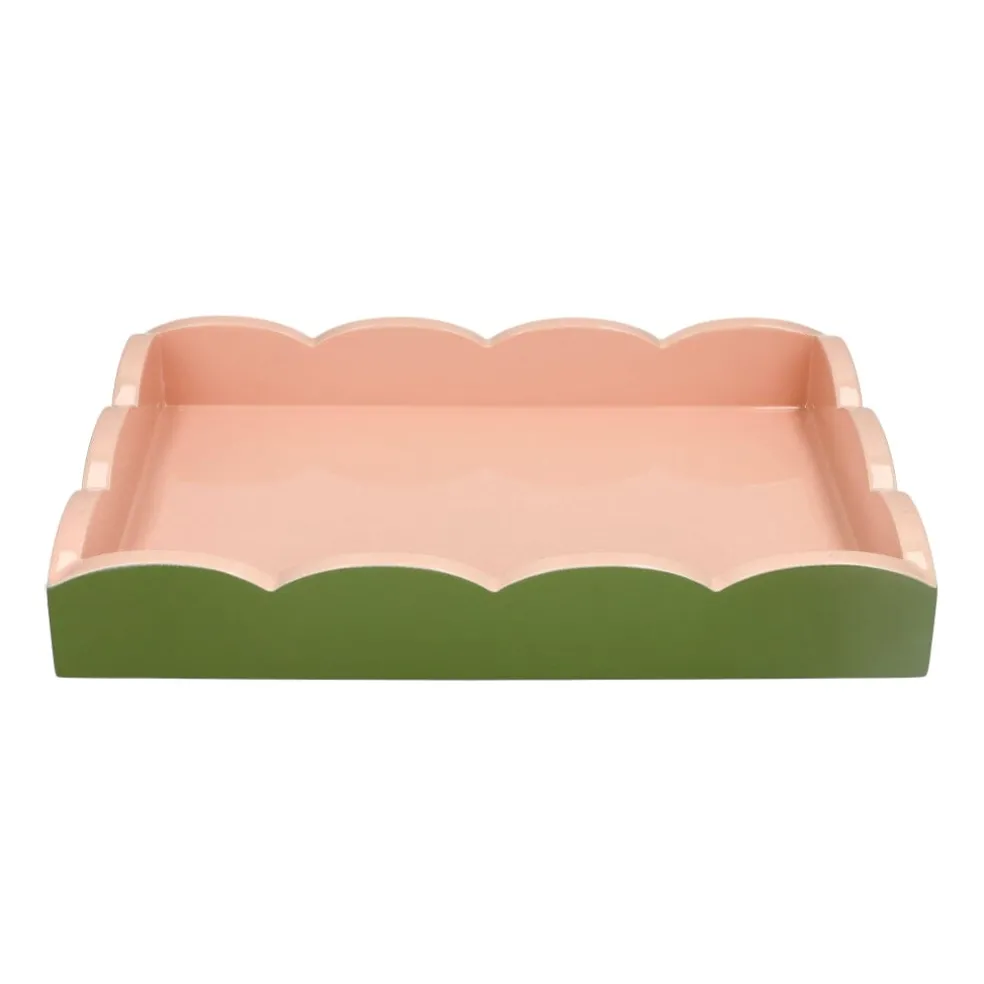 Addison Ross - Dienblad Scalloped - Khaki/Pink - 28x20 cm