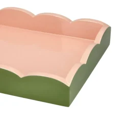 Addison Ross - Dienblad Scalloped - Khaki/Pink - 28x20 cm
