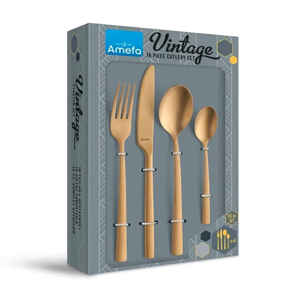 Amefa - Manille Stonewash 16-delige Bestekset - Goud