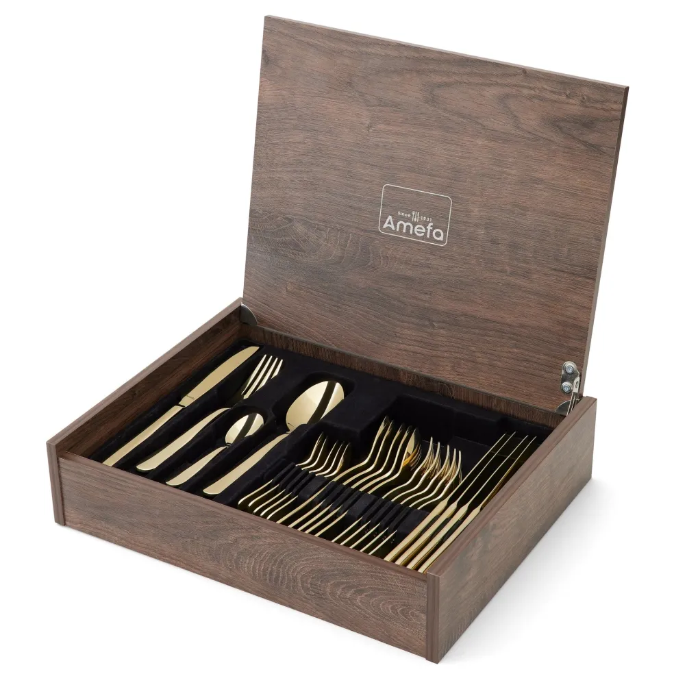 Amefa - Oxford 24-delige Bestekset 6 Personen PVD Hoogglans Goud - in luxe kist