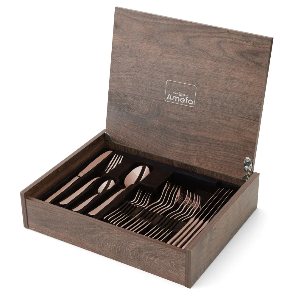 Amefa - Oxford 24-delige Bestekset 6 Personen PVD Hoogglans Koper - in luxe kist