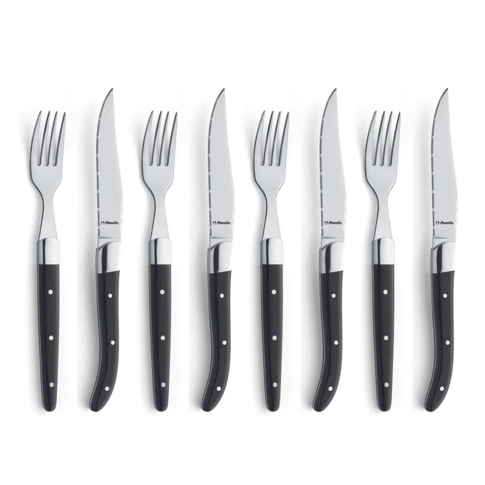 Amefa - Royal Steak 8-delige Steakmessenset - Zwart