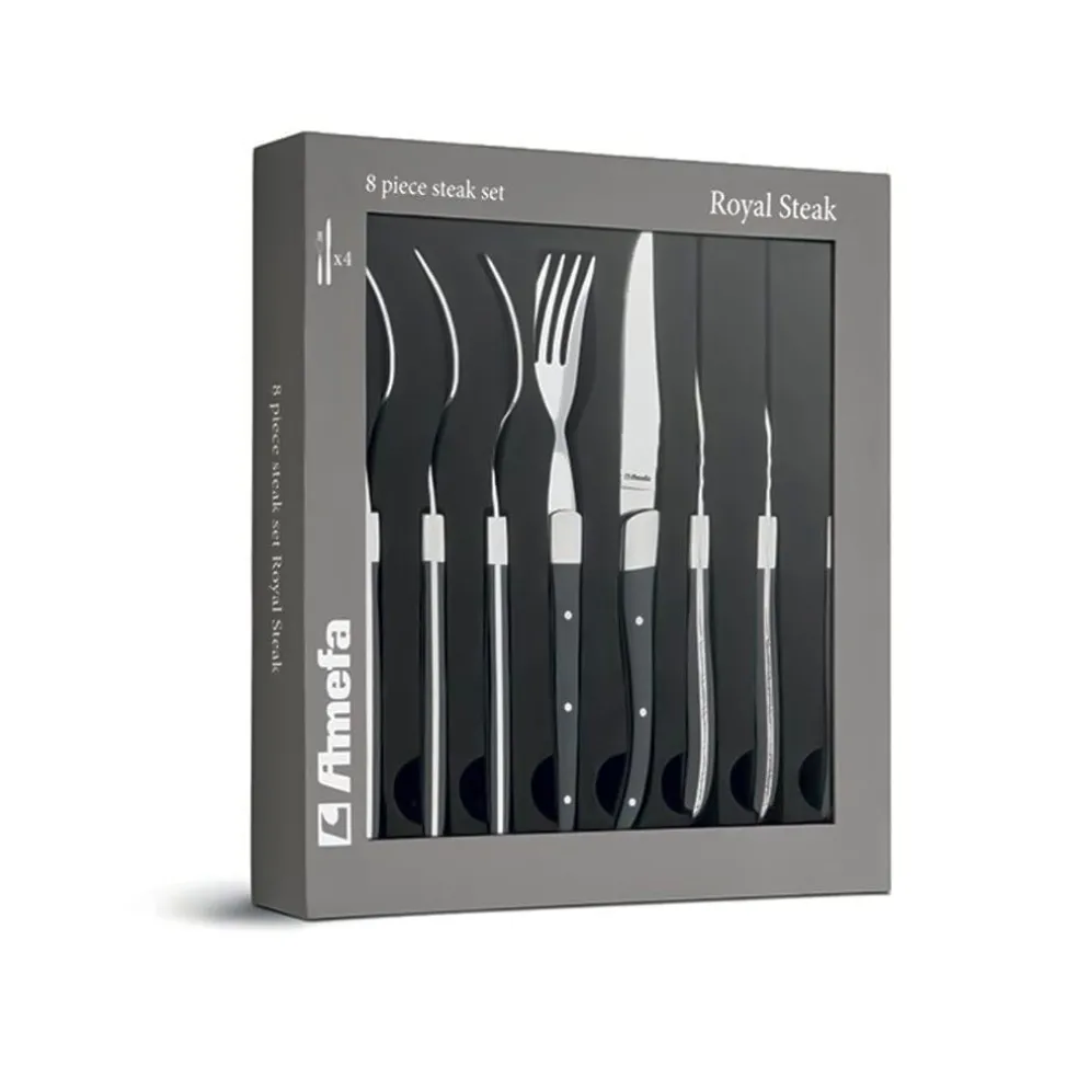 Amefa - Royal Steak 8-delige Steakmessenset - Zwart