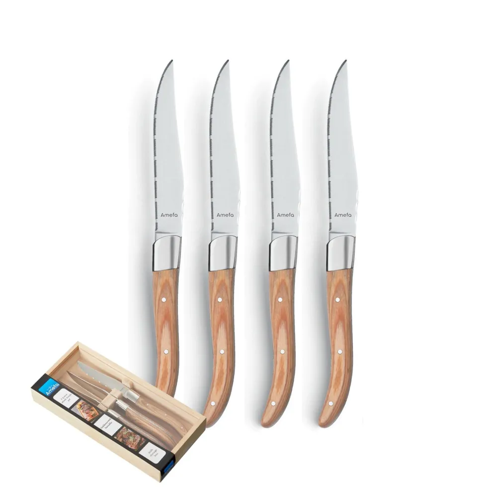 Amefa - Royal Steak 4 Steakmessen - Natural Wood