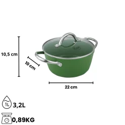Cook & Pan - Go Green Kookpan 22 cm met glazen deksel