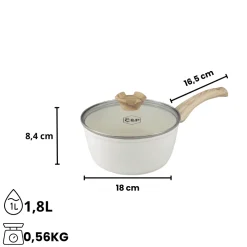 Cook & Pan - Go Ivory Steelpan 18 cm met glazen deksel