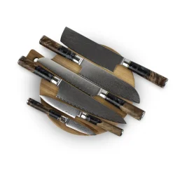 Epoxy Onyx 6-delige Damascus Messenset + Magnetisch Messenblok Enkelzijdig