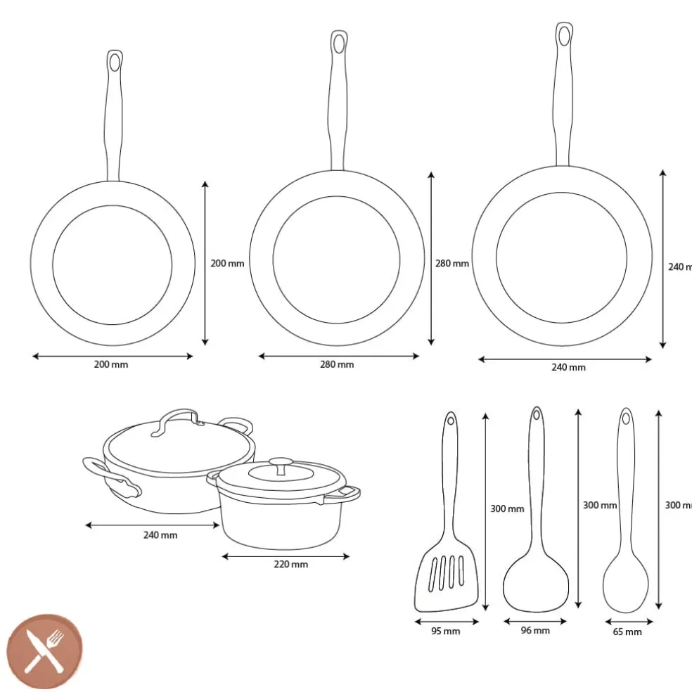 GreenPan - Barcelona Pro All You Need 9-delige Pannenset 20/24/24/28/22 cm - 2 koekenpannen + stoofpan met deksel + wokpan + braadpan + 3-delige spatelset