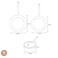 GreenPan - Barcelona Pro 4-delige Pannenset 24/24/28 cm - koekenpan + stoofpan met deksel + wokpan