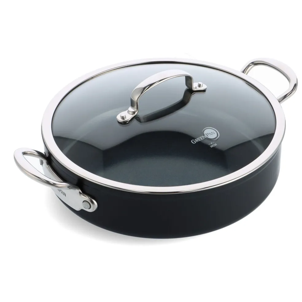 GreenPan - Barcelona Pro XL 6-delige Pannenset 18/24/28/30 cm - steelpan met deksel + 2 koekenpannen + stoofpan met deksel