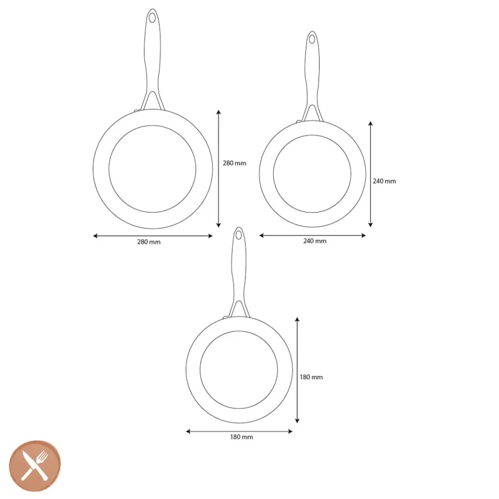 GreenPan - Geneva 3-delige Pannenset 18/24/28 cm - 2 koekenpannen + wokpan