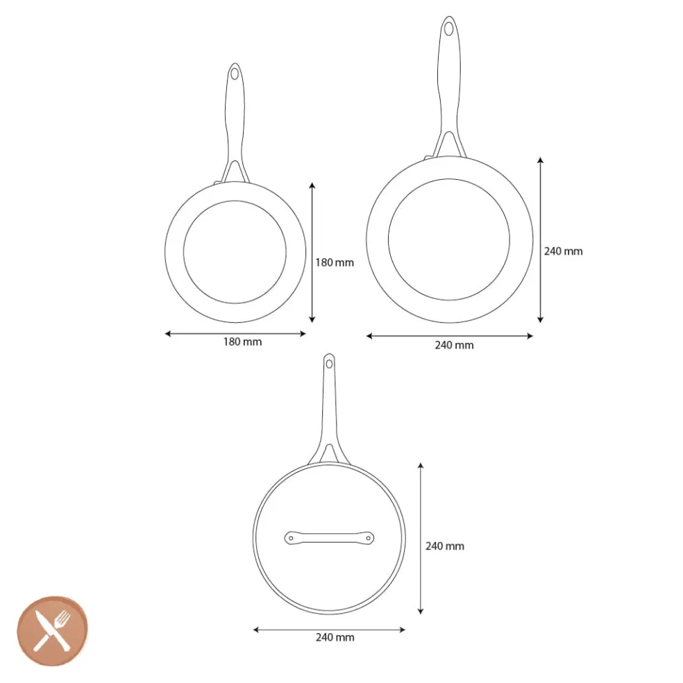 GreenPan - Geneva 4-delige Pannenset 18/24/24 cm - 2 Koekenpannen + Stoofpan met deksel