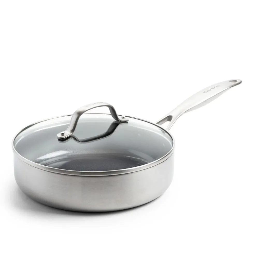 GreenPan - Geneva 4-delige Pannenset 18/24/24 cm - 2 Koekenpannen + Stoofpan met deksel