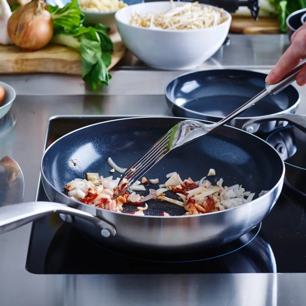 GreenPan - Geneva 4-delige Pannenset 24/24/28 cm - koekenpan + stoofpan met deksel + wokpan