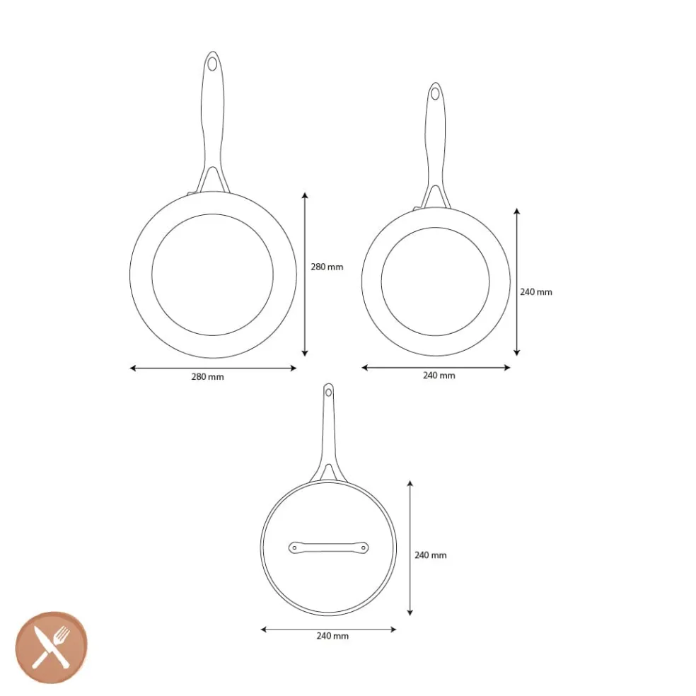 GreenPan - Geneva 4-delige Pannenset 24/24/28 cm - koekenpan + stoofpan met deksel + wokpan