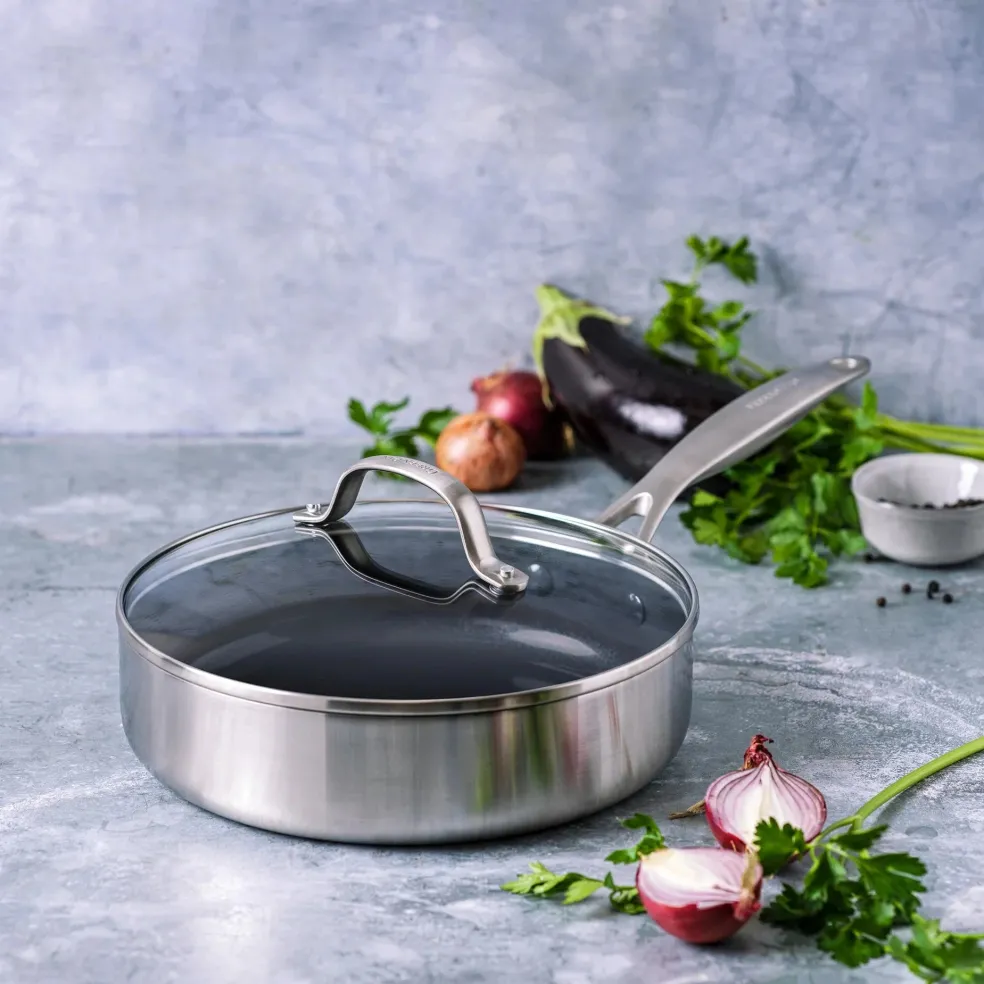 GreenPan - Geneva 4-delige Pannenset 24/24/28 cm - koekenpan + stoofpan met deksel + wokpan