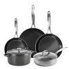 GreenPan - Geneva XL 6-delige Pannenset 18/24/24/28/28 cm - 2 koekenpannen + stoofpan met deksel + wokpan + braadpan