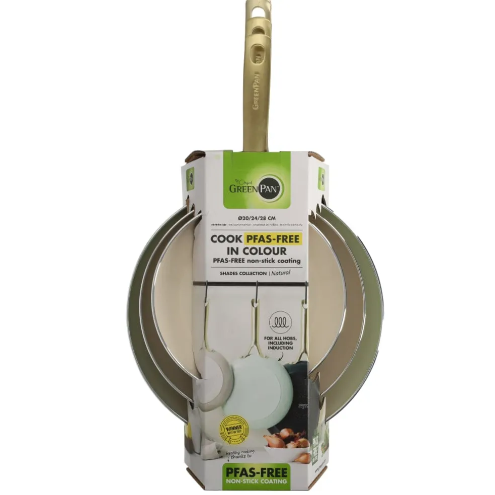 GreenPan - Natural 3-delige pannenset met keramische antiaanbaklaag 20/24/28 cm
