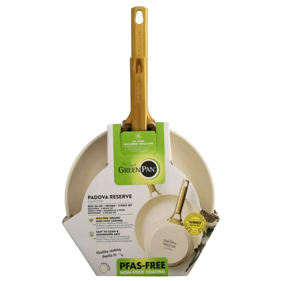 GreenPan - Padova Cream White 2-delige pannenset met keramische antiaanbaklaag 20/26 cm
