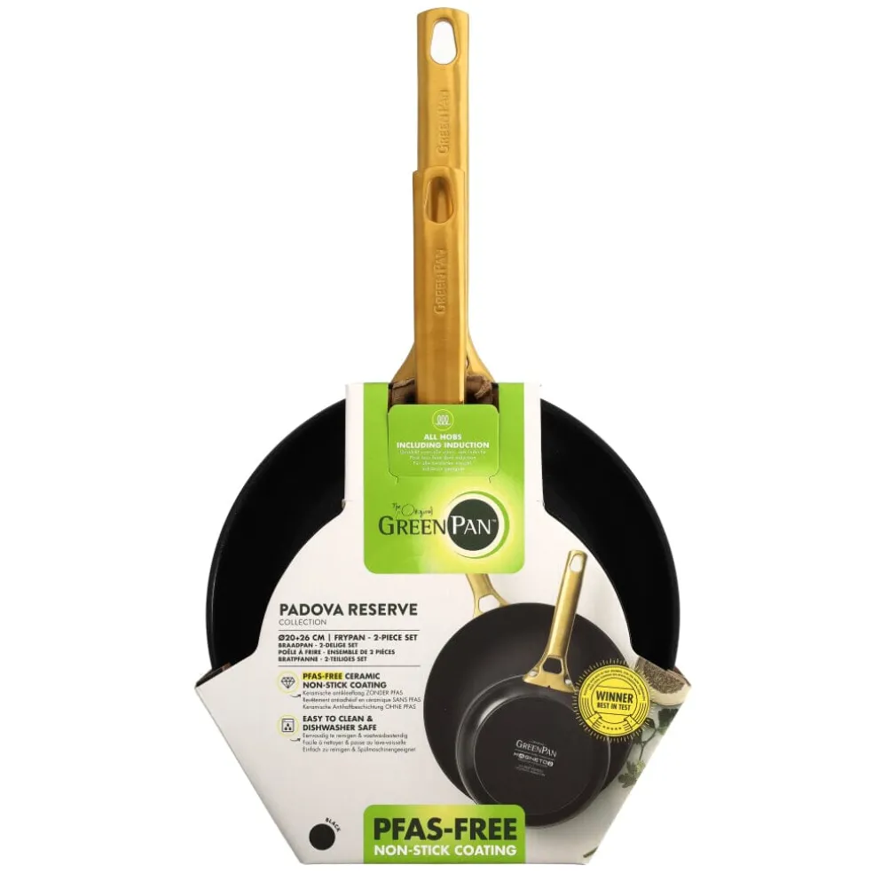 GreenPan - Padova Reserve Black 2-delige pannenset met keramische antiaanbaklaag 20/26 cm