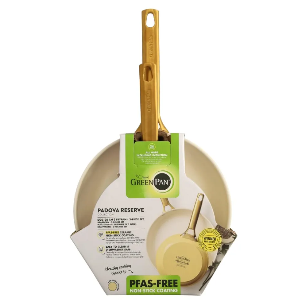 GreenPan - Padova Sunshine Yellow 2-delige pannenset met keramische antiaanbaklaag 20/26 cm
