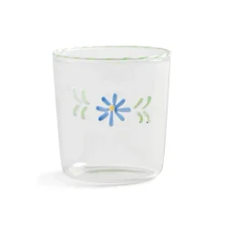 &Klevering - Glas flora blauw set van 2
