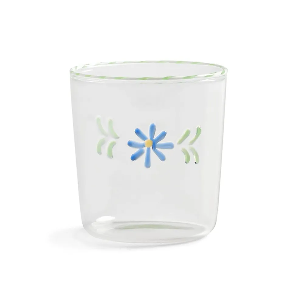 &Klevering - Glas flora blauw set van 2