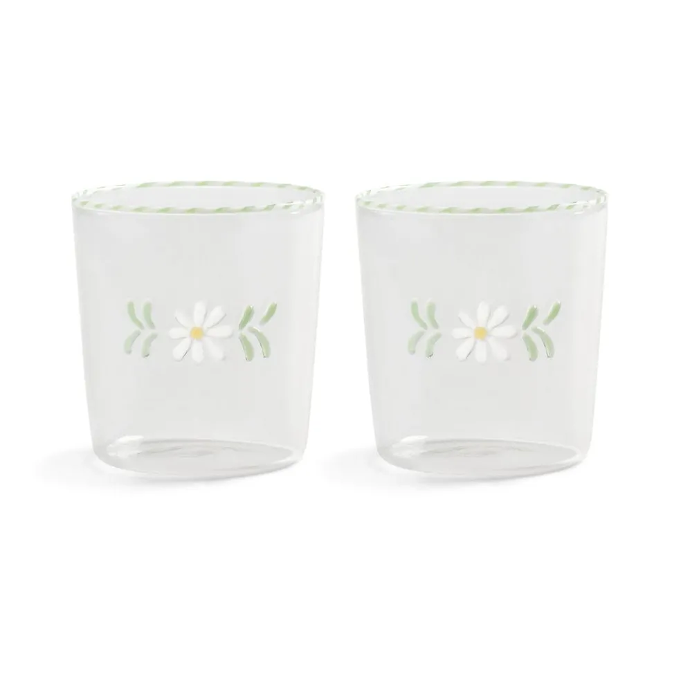 &Klevering - Glas flora wit set van 2