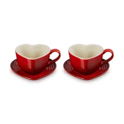 Le Creuset - Mokken in Hartjesvorm 2-delige Set Kersenrood
