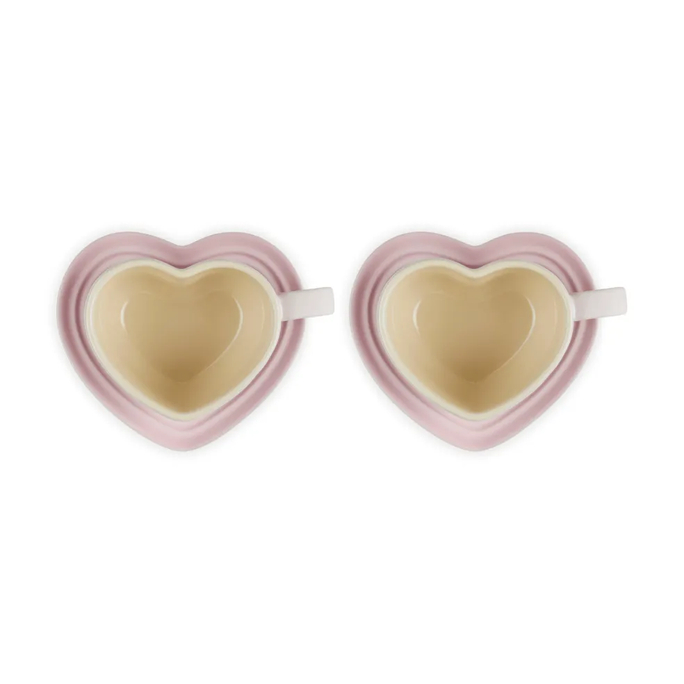 Le Creuset - Mokken in Hartjesvorm 2-delige Set Shell Pink