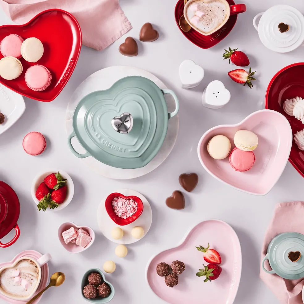 Le Creuset - Mokken in Hartjesvorm 2-delige Set Shell Pink