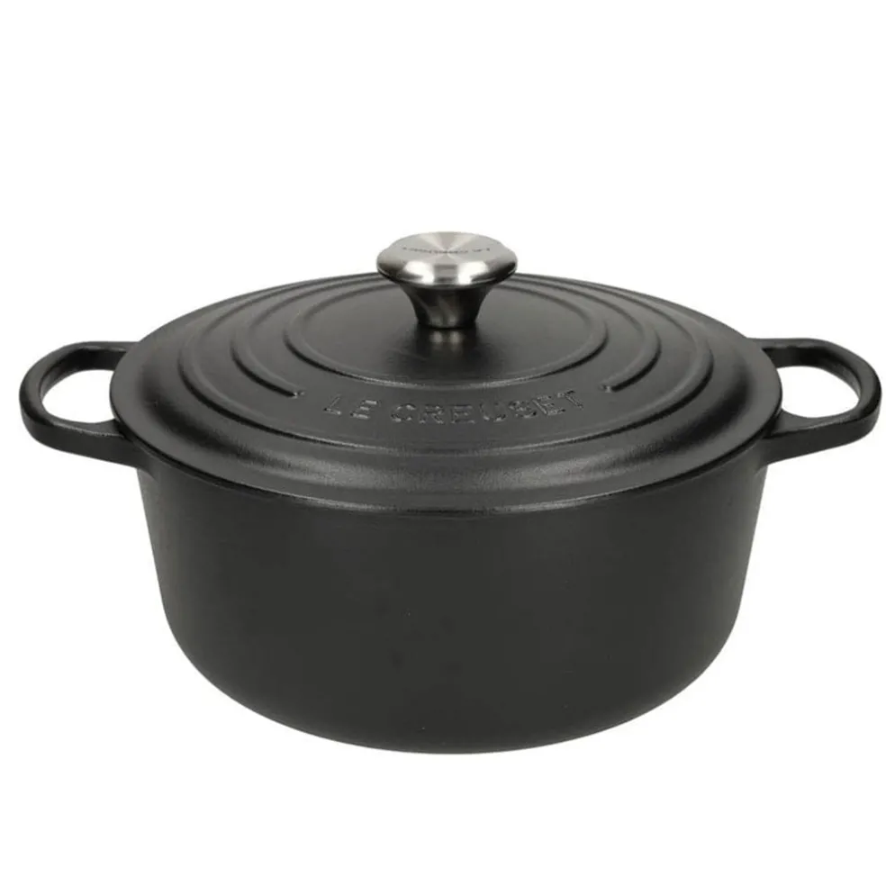 Le Creuset - Signature Braadpan Mat Zwart 24 cm (zwart interieur)