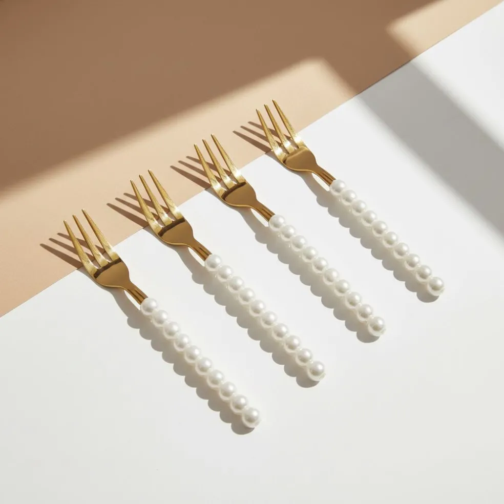 Lepelclub - Gebaksvorkjes - Parel - Set Van 4