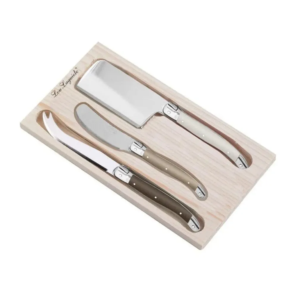 Lou Laguiole - Tradition 3-delige Kaasmessen set - Peper/Parel/Taupe