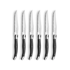 Lou Laguiole - Tradition 6 Steakmessen + Messenblok - Antraciet