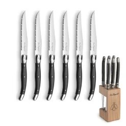 Lou Laguiole - Tradition 6 Steakmessen + Messenblok - Antraciet