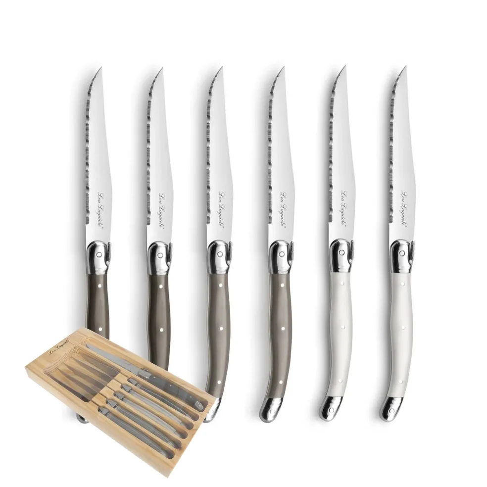Lou Laguiole - Tradition 6 Steakmessen - Peper/Parel/Taupe