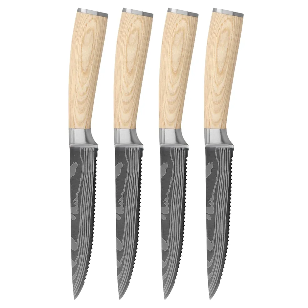 Shinrai Knives - Akari Damascus Print 4 Steakmessen 12 cm