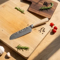 Shinrai Knives - Akari Damascus Print Santoku mes 13 cm