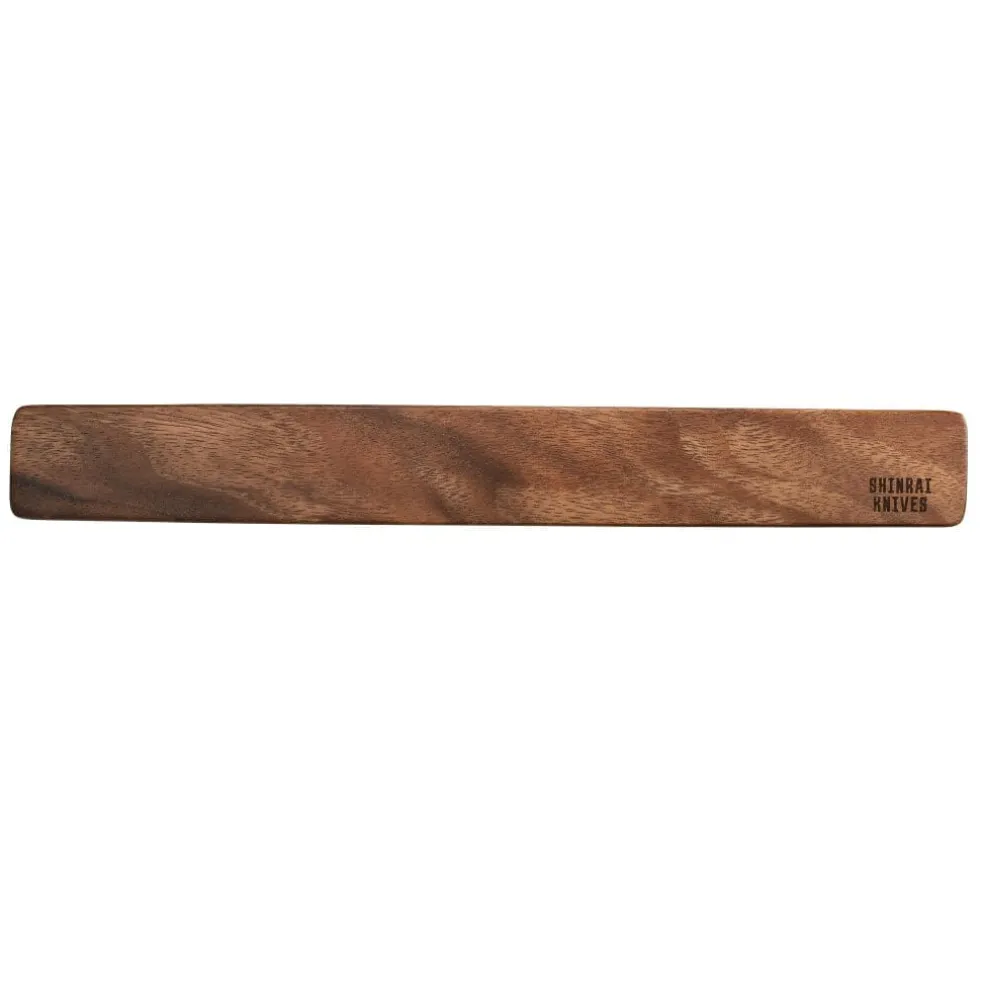 Shinrai Knives - Akari Damascus Print 6-delige Messenset + Messenmagneet Muurstrip - Walnotenhout