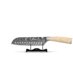 Shinrai Knives - Akari Damascus Print 6-delige Messenset + Magnetisch Messenblok Dubbelzijdig - Zwart