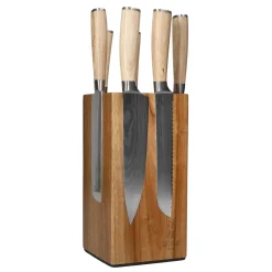 Shinrai Knives - Akari Damascus Print 6-delige Messenset + Messenblok Robur