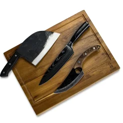Shinrai Knives - 3 Bruine messen + Snijplank