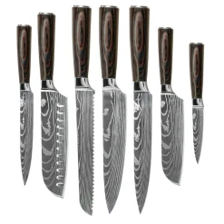 Shinrai Knives - Damascus Print 7-delige Messenset