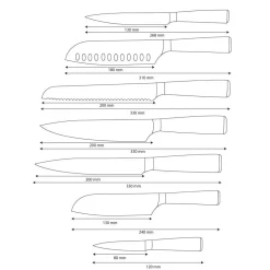 Shinrai Knives - Damascus Print 7-delige Messenset