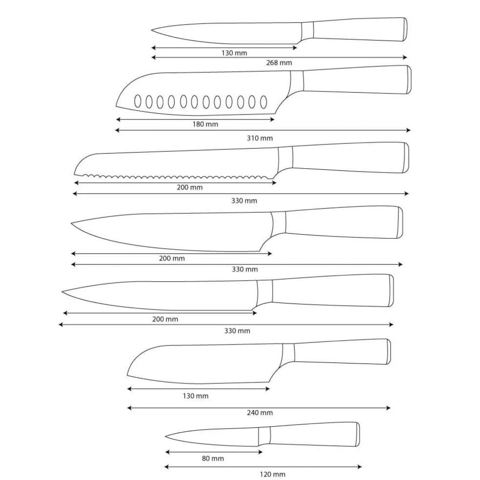 Shinrai Knives - Damascus Print 7-delige Messenset