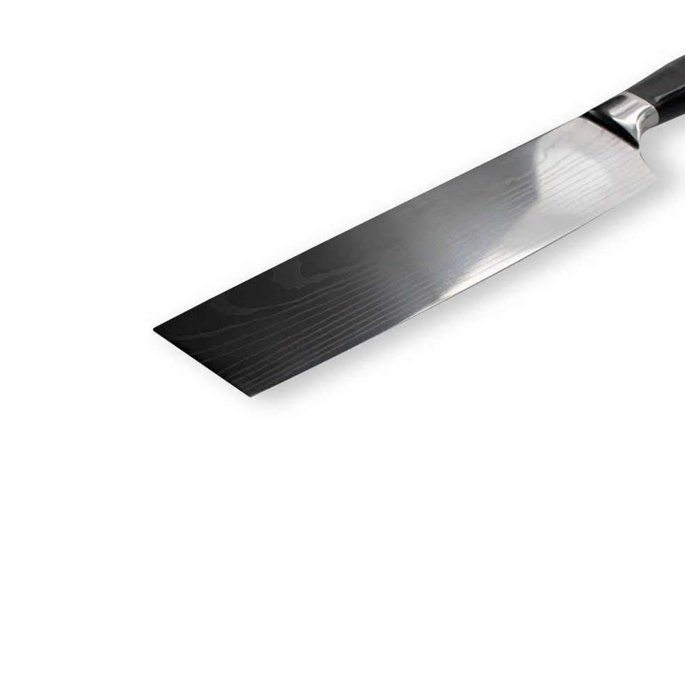 Shinrai Knives - Damascus Print Onyx Epoxy Nakiri mes 18 cm