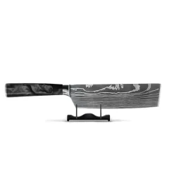 Shinrai Knives - Damascus Print Onyx Epoxy Nakiri mes 18 cm