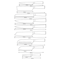 Shinrai Knives - Damascus Print 9-delige Messenset