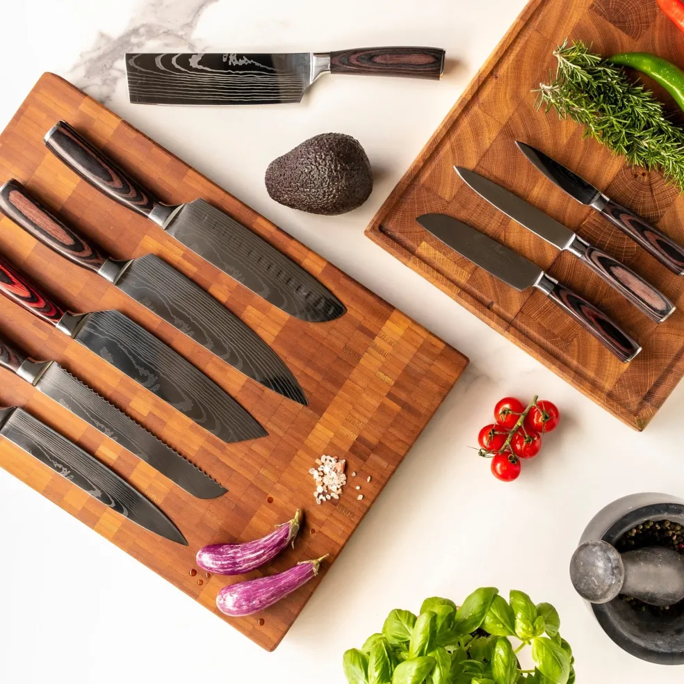 Shinrai Knives - Damascus Print 9-delige Messenset